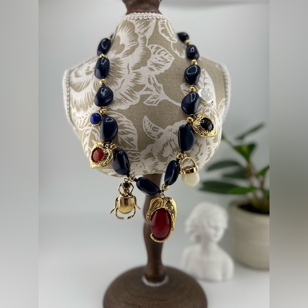 Statement Charm Necklace – Gold Plated with Acrylic Pearl Accents Anthropologie - Picture 6 of 9